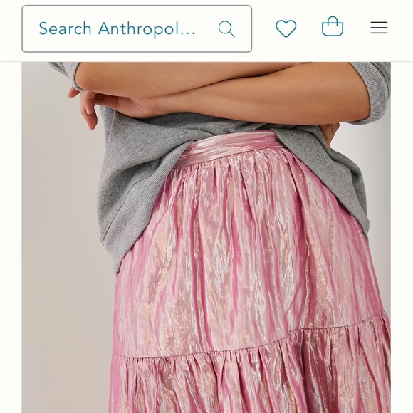 Maeve Alicia Crinkled Metallic Pink Maxi Skirt - Picture 3 of 3